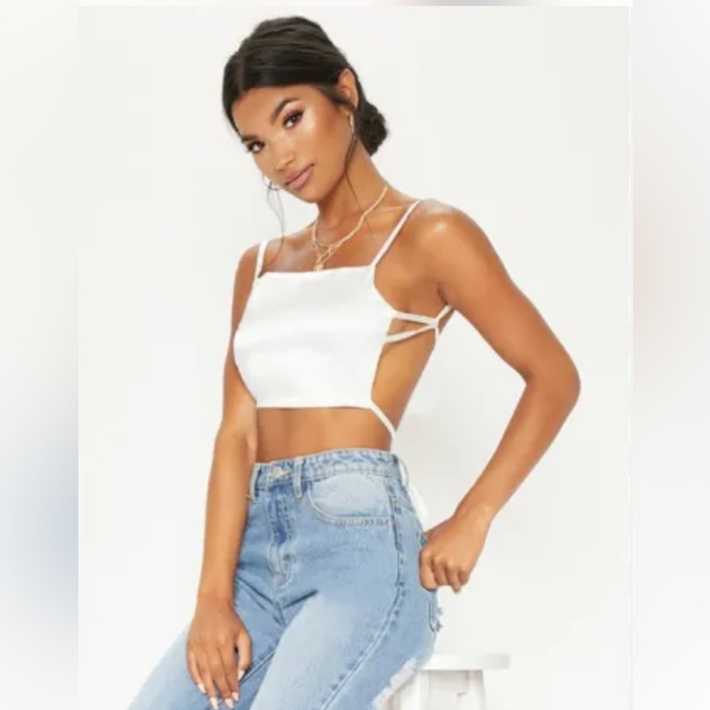 Elegant White Backless Strappy Women's Top